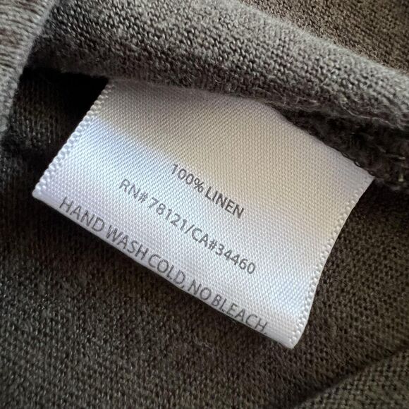 Eileen Fisher Shirt Women XL Brown Linen Scoop Neck Dolman Tunic Top Neutral - Picture 9 of 10